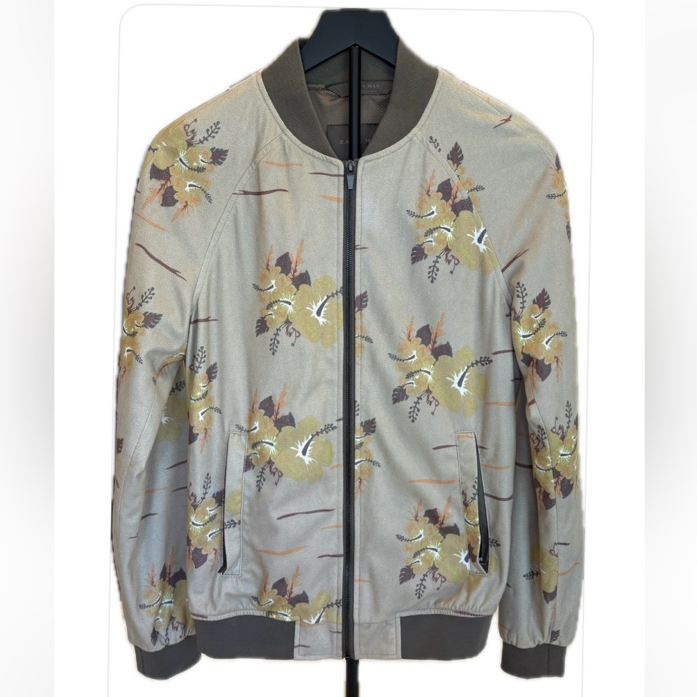 Zara Man Varsity Jacket Full Zip Floral Print S